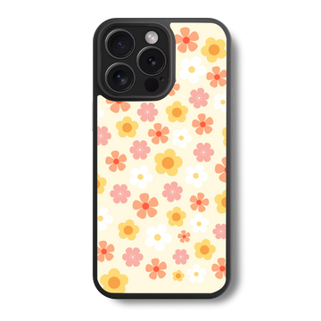 Yellow and Pink Floral Glass Case