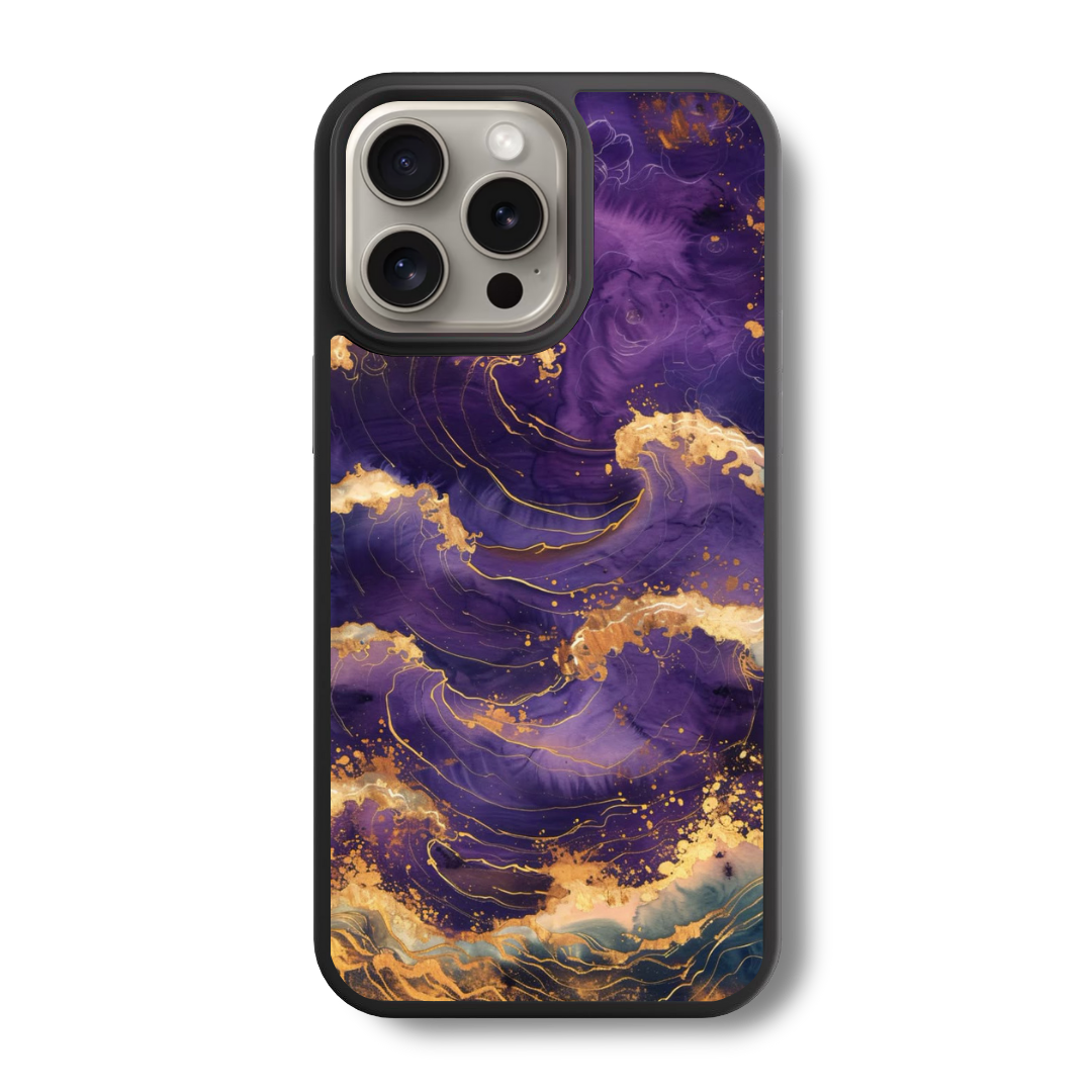 Purple Gold Wave  Glass Case