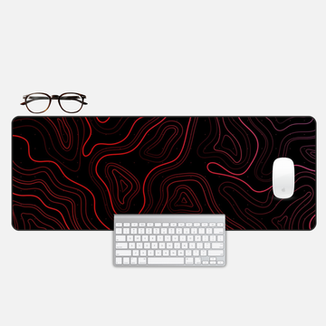 Abstract Red Topography Desk Mat and Gaming Mouse Pad