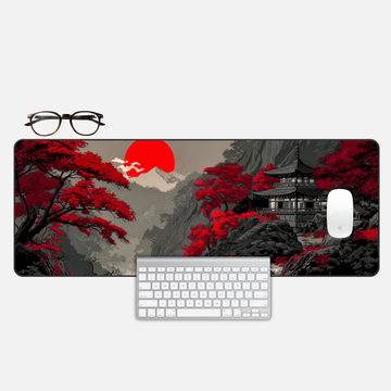 Sumi-e Scarlet Desk Mat and Gaming Mouse Pad