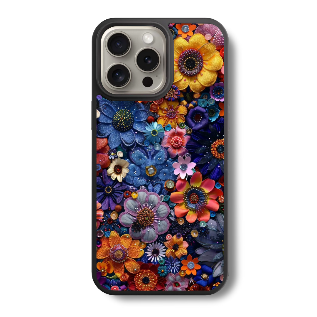 Embroidery Floral Glass Case