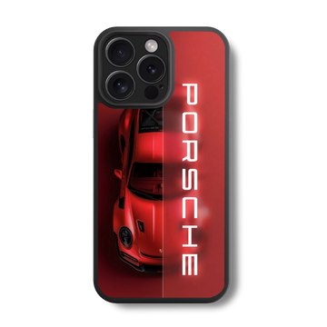Neon Red Porsche Glass Case