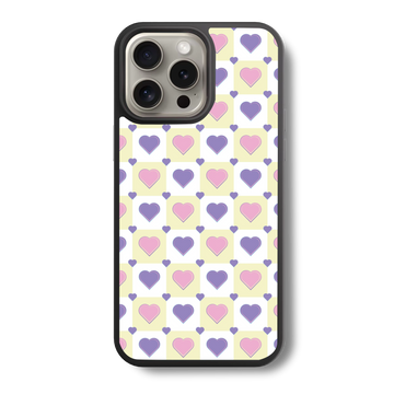 Checkered Colourful Heart Glass Case