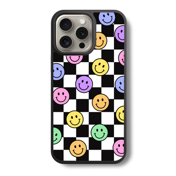 Checkered Colourful Smile Glass Case