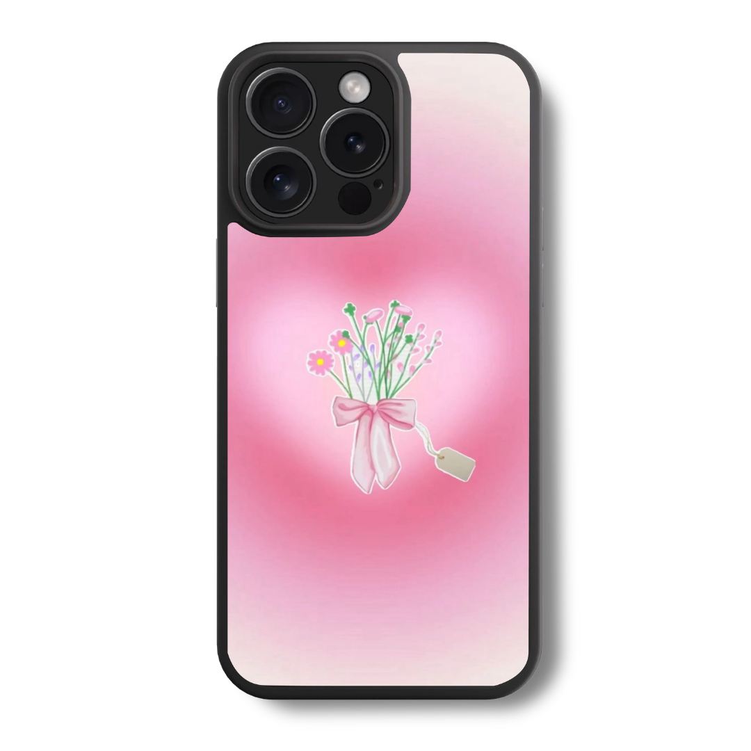 Pink Floral Glass Case