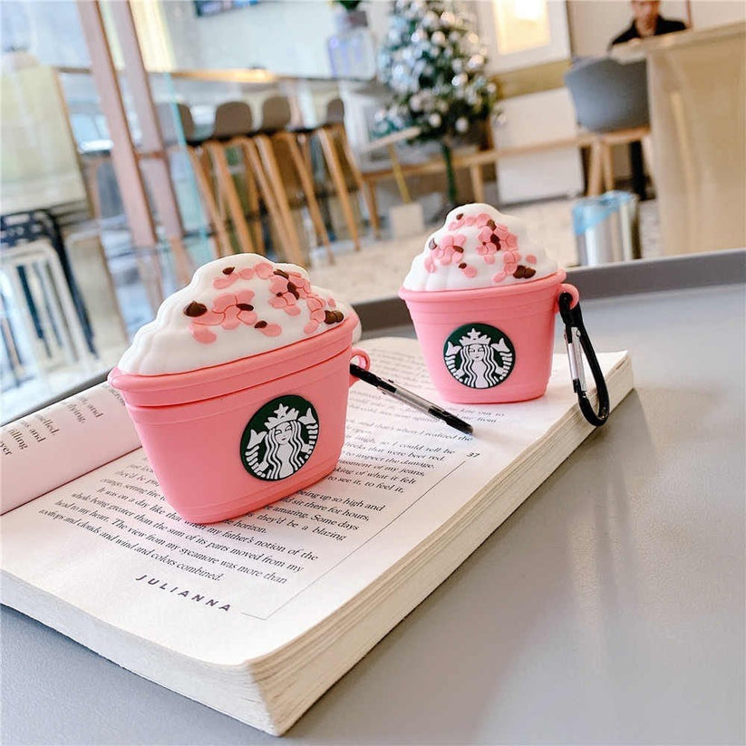 PINK COFFEE STAR-BUCKS TOUGH AIRPODS CASE COVER FOR 1/2, 3 AND AIRPODS PRO