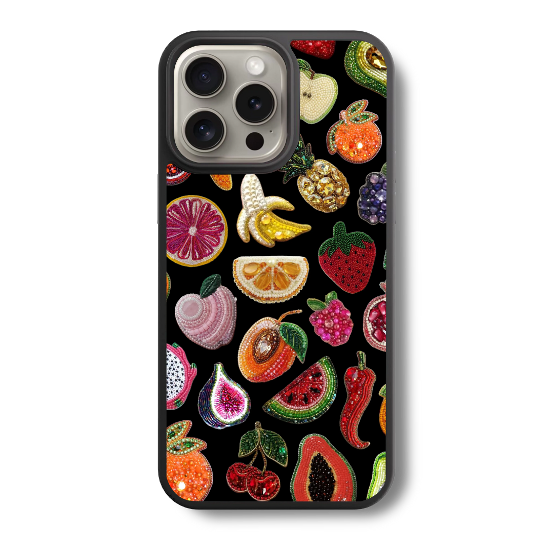 Fruit Mosaic Collage Charm Glass Case