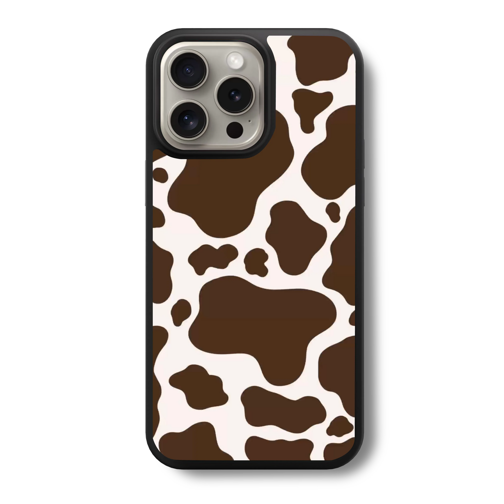 Y2k Brown Cow Print Glass Case