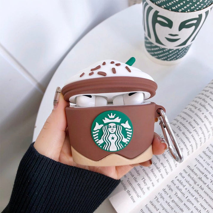 BROWN COFFEE STAR-BUCKS TOUGH AIRPODS CASE COVER FOR 1/2, 3 AND AIRPODS PRO